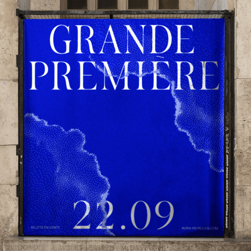 Visual identity and typeface for Aura at Les Invalides